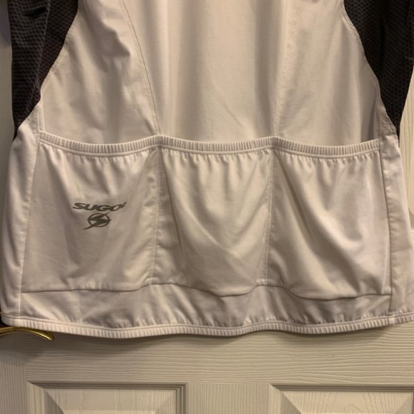 SUGOI Cycling Shirt White Grey With Pockets Compression Full Zip Men’s Size XL - Picture 8 of 8